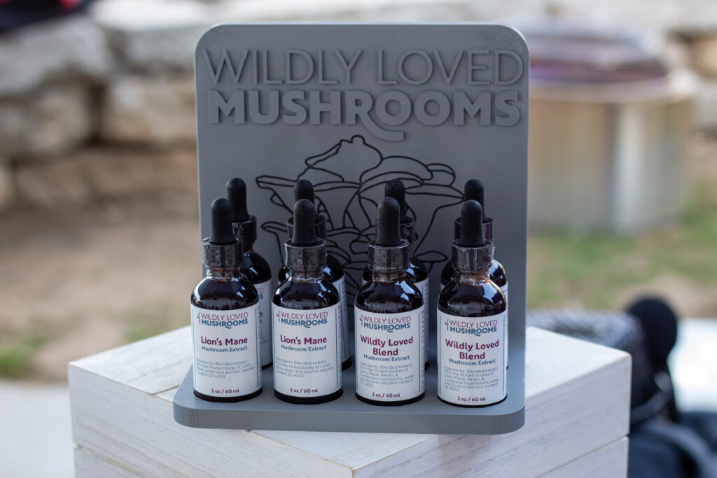 Mushroom extract supplements in bottles