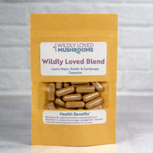 wildly loved blend mushroom capsules in bag
